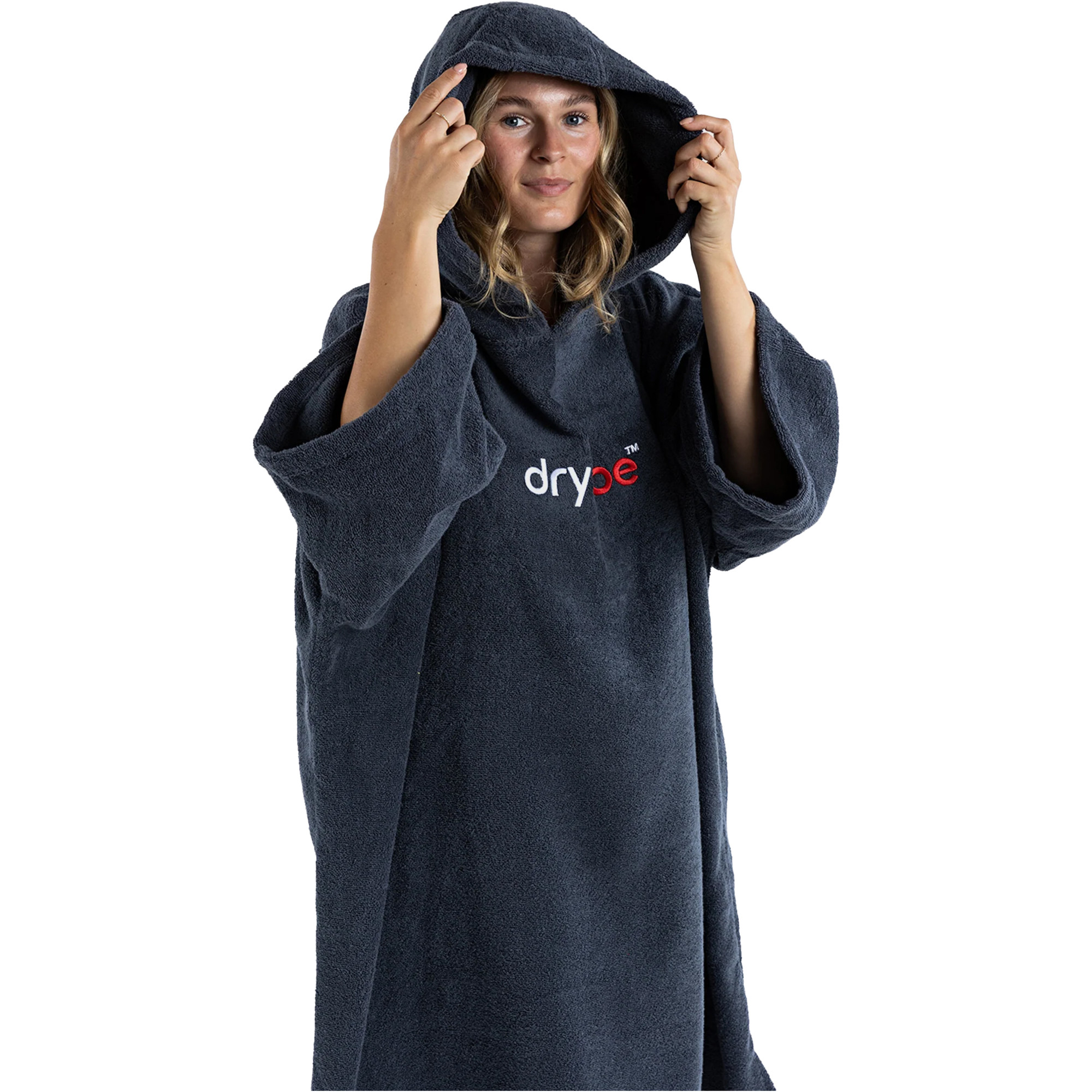 2024 Dryrobe Organic Cotton Hooded Towel Change Robe V3 DOCTV3 Navy